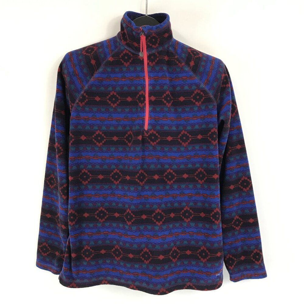 Eddie Bauer 1/4 Zip Fleece Pullover Women's Large Aztec Southwest Outdoor Winter